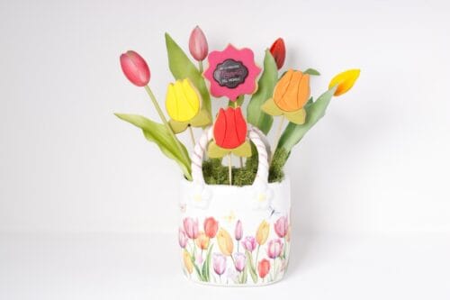 Vaso borsetta tulipani